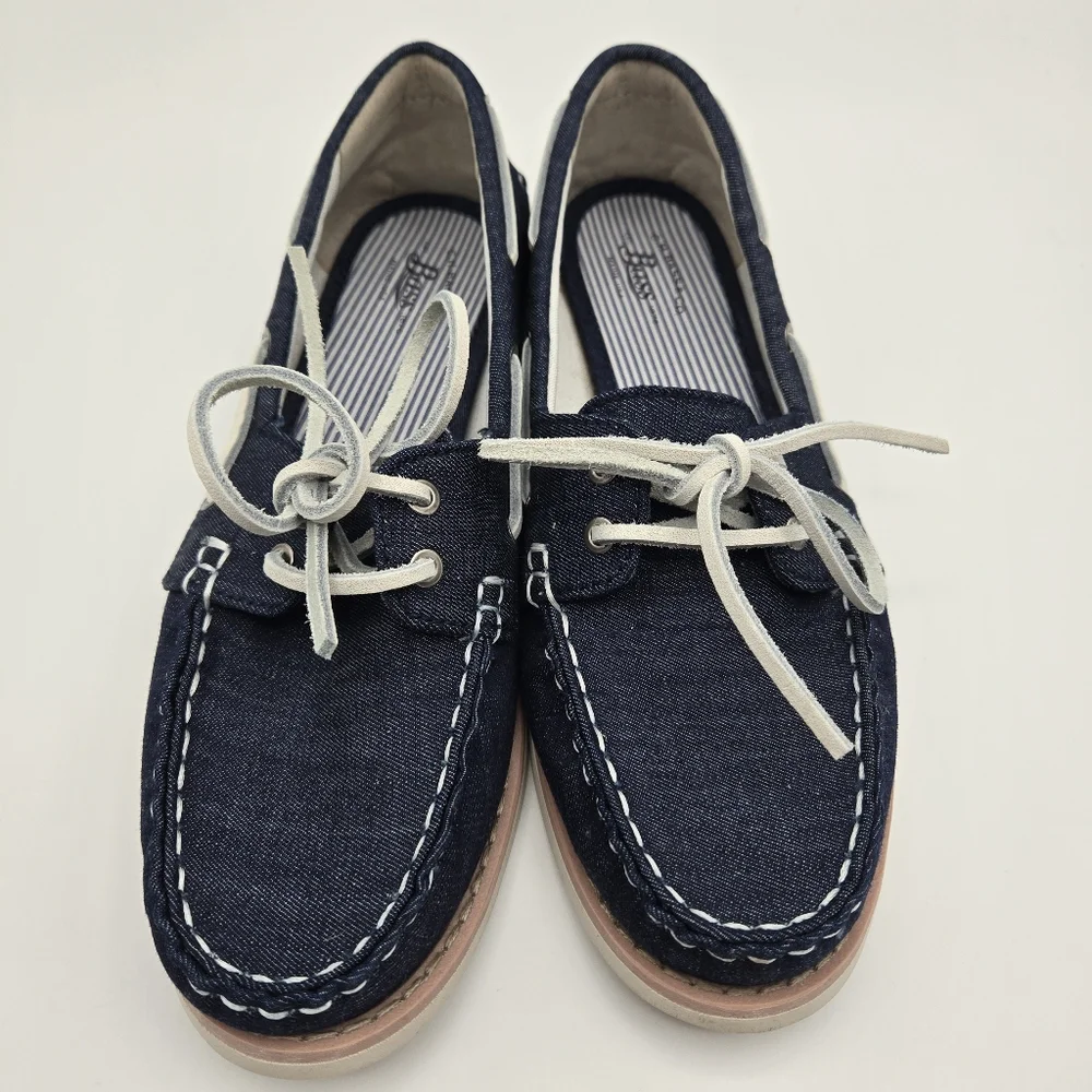 G.H. Bass & Co. Anchor Denim Navy Blue Slip On Loafers Shoes Womens Size 6.5